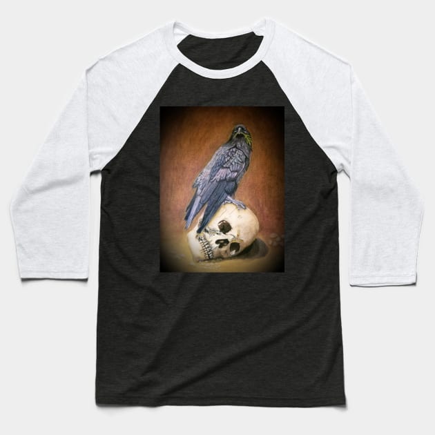 Skull Baseball T-Shirt by teenamarie23art